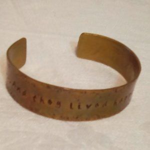 Happily Ever After engraved, antiqued cuff bracelet wedding engagement